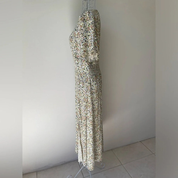 AFRM Lala Midi Dress with slits floral print smacked waist size M - Picture 6 of 12